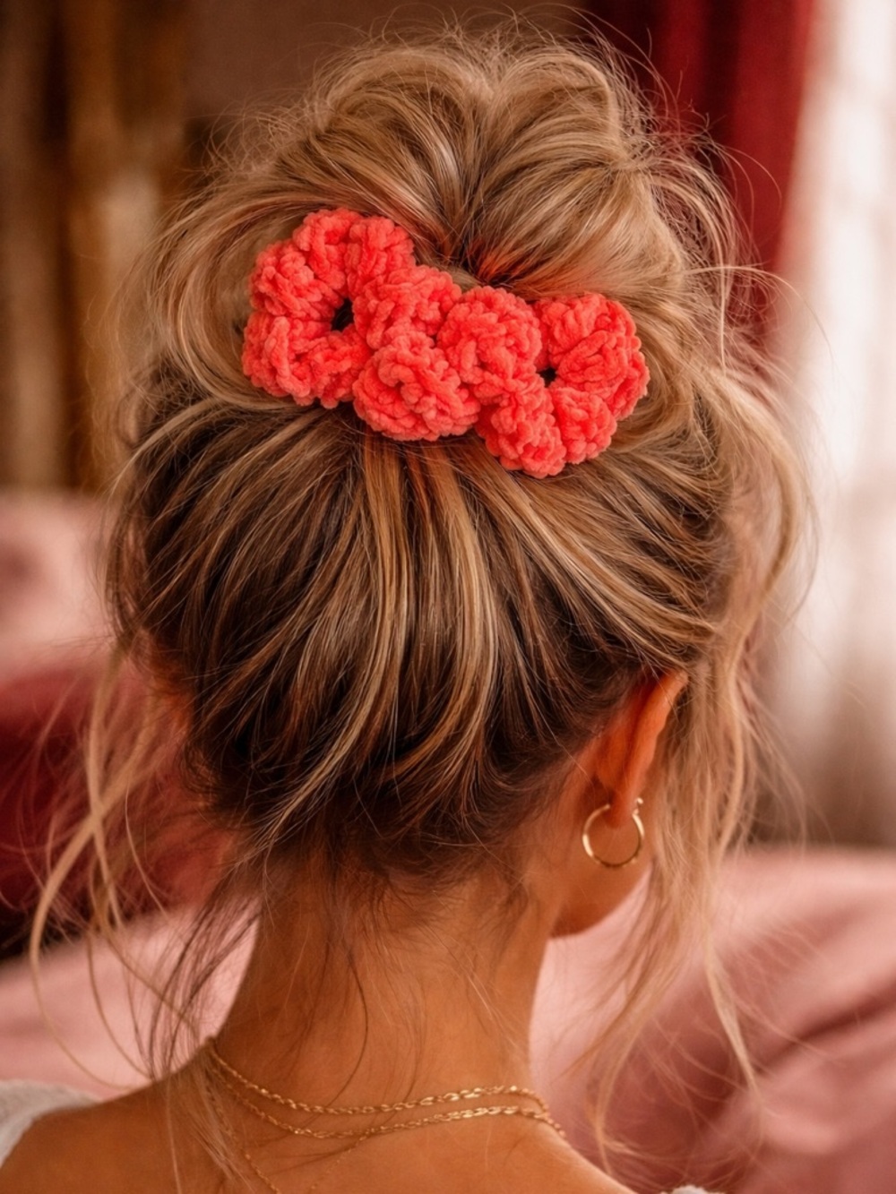 Salmon Scrunchies crochet set of 2 - Picture 2 of 4
